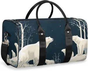 Bear Forest Rustic Travel Duffle Bag for Women Men Gym Duffel Foldable Bag Waterproof Weekender Farmhouse Animal Duffle Tote