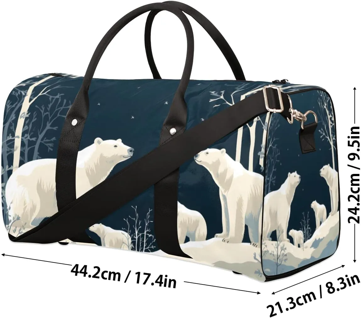 Bear Forest Rustic Travel Duffle Bag for Women Men Gym Duffel Foldable Bag Waterproof Weekender Farmhouse Animal Duffle Tote