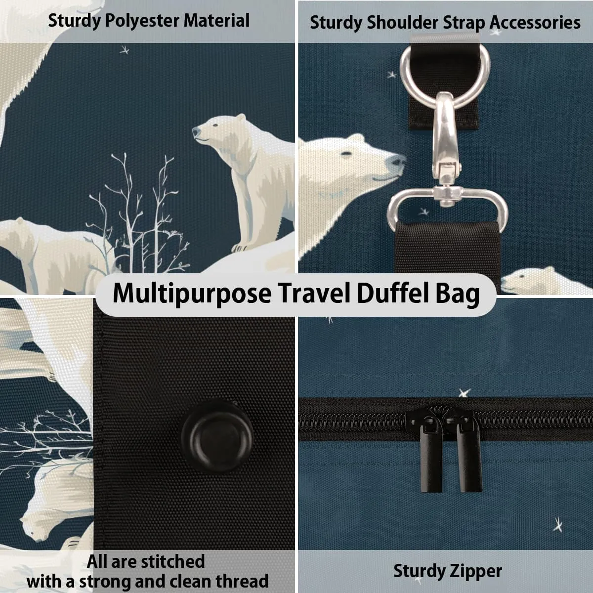 Bear Forest Rustic Travel Duffle Bag for Women Men Gym Duffel Foldable Bag Waterproof Weekender Farmhouse Animal Duffle Tote