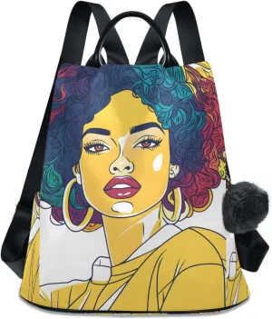 Beautiful Woman Explosive Hair Style Backpack for Women Anti Theft Large Fashion Travel Shoulder Bag Purse Rucksack Lightweight