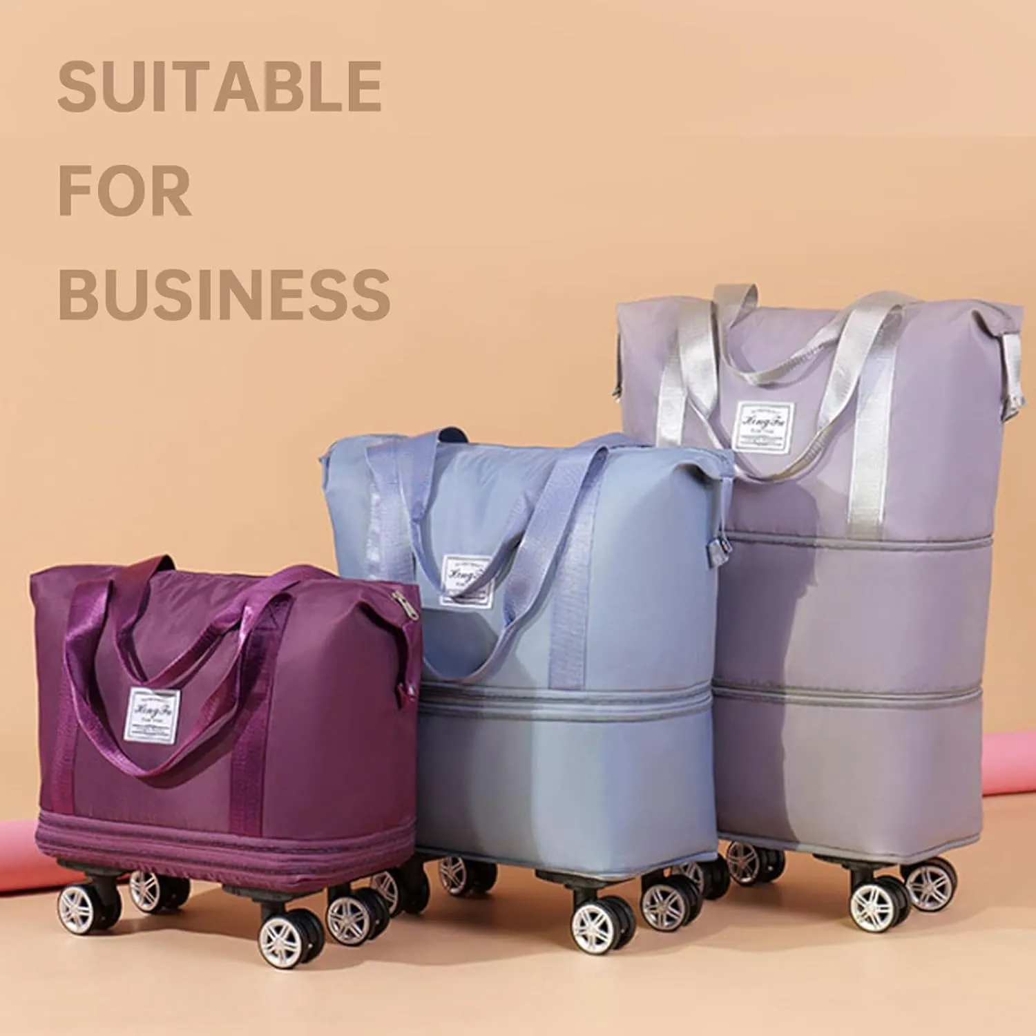 Beente Travel Bag With Wheels, 2025 New Large Capacity Travel Bag - Universal Wheel Removable, Expandable and Foldable, Suitable for Business or Vacation (Pink,One size)