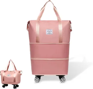 Beente Travel Bag With Wheels, 2025 New Large Capacity Travel Bag - Universal Wheel Removable, Expandable and Foldable, Suitable for Business or Vacation (Pink,One size)