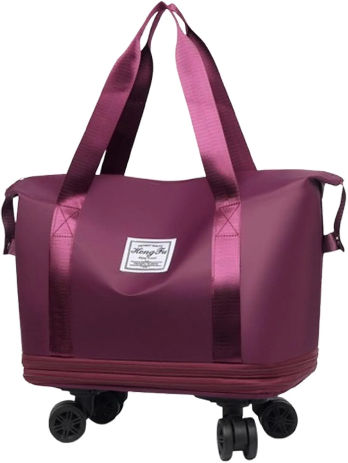 Beente Travel Bag With Wheels, 2025 New Large Capacity Travel Bag, Universal Wheel Removable, Expandable foldable duffel bag suitcase for Gym Camping Weekend Trips Business Travel (fuchsia)