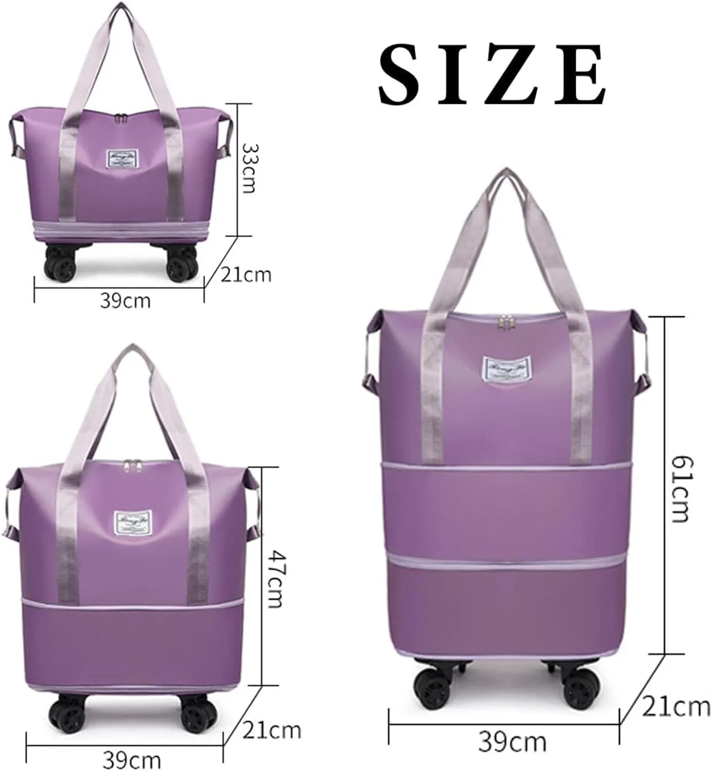 Beente Travel Bag With Wheels, 2025 New Large Capacity Travel Bag, Universal Wheel Removable, Expandable foldable duffel bag suitcase for Gym Camping Weekend Trips Business Travel (fuchsia)