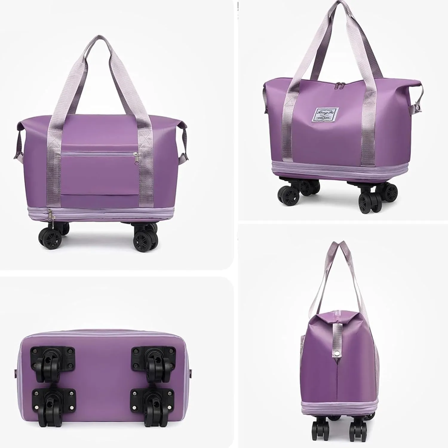 Beente Travel Bag With Wheels, 2025 New Large Capacity Travel Bag, Universal Wheel Removable, Expandable foldable duffel bag suitcase for Gym Camping Weekend Trips Business Travel (fuchsia)