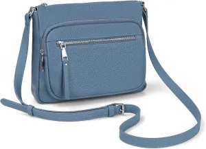 befen Genuine Leather Crossbody Bags for Women Medium Size RFID Blocking Leather Purse for Women with Multi Zip Pockets