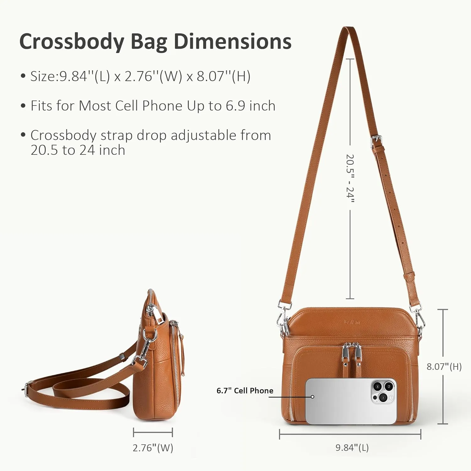 befen Genuine Leather Crossbody Purses for Women, Women's Small Crossbody Shoulder Bag with Built in RFID Wallet