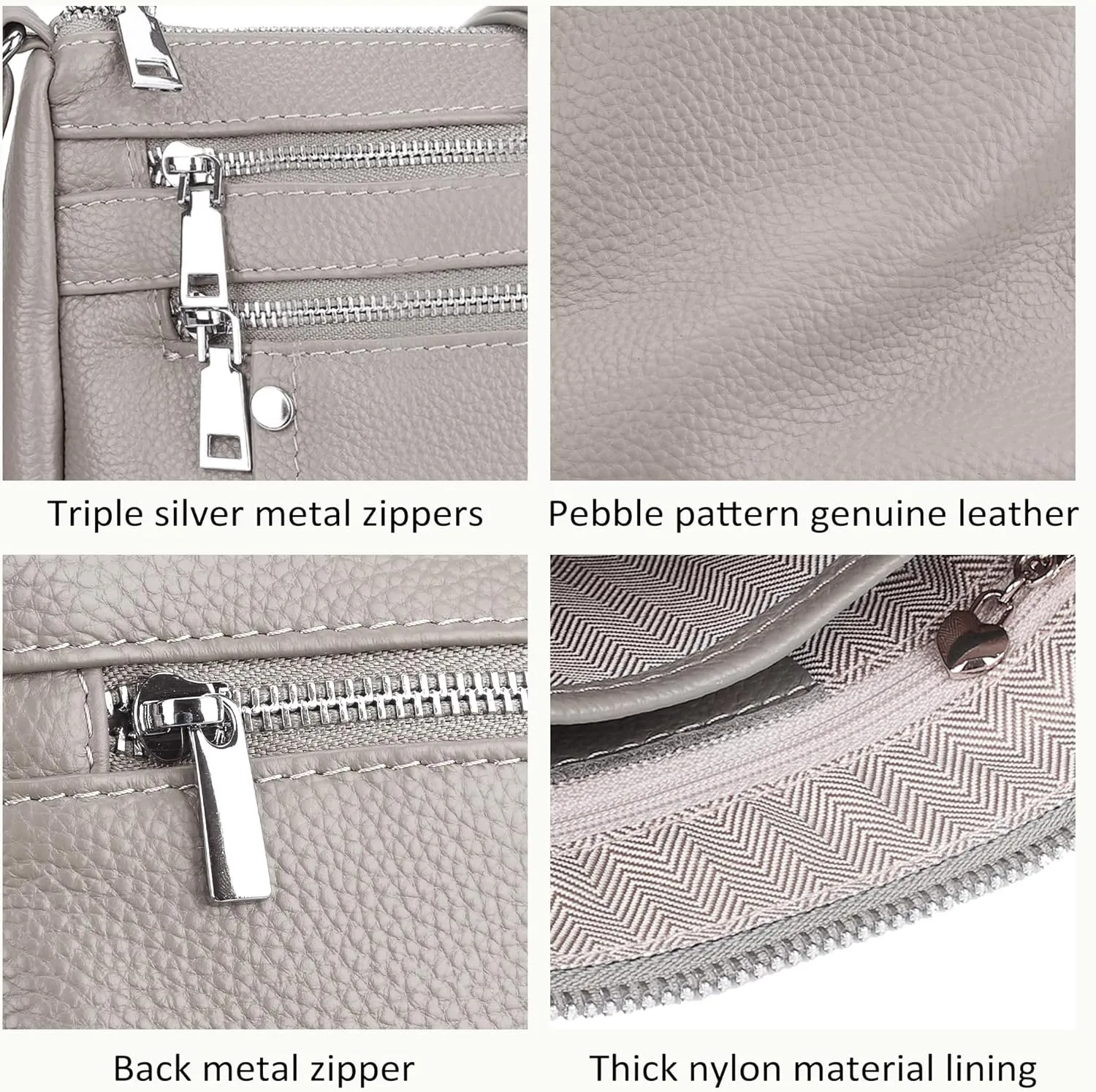 befen Genuine Leather Small Crossbody Bags Purses for Women Pocketbooks Shoulder Bag Satchel Purse with Multi Zipper Pockets