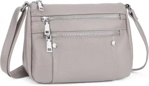 befen Genuine Leather Small Crossbody Bags Purses for Women Pocketbooks Shoulder Bag Satchel Purse with Multi Zipper Pockets