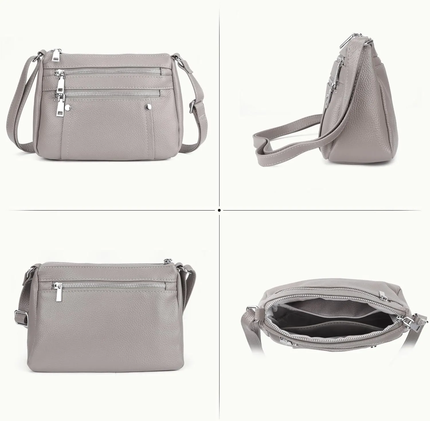 befen Genuine Leather Small Crossbody Bags Purses for Women Pocketbooks Shoulder Bag Satchel Purse with Multi Zipper Pockets