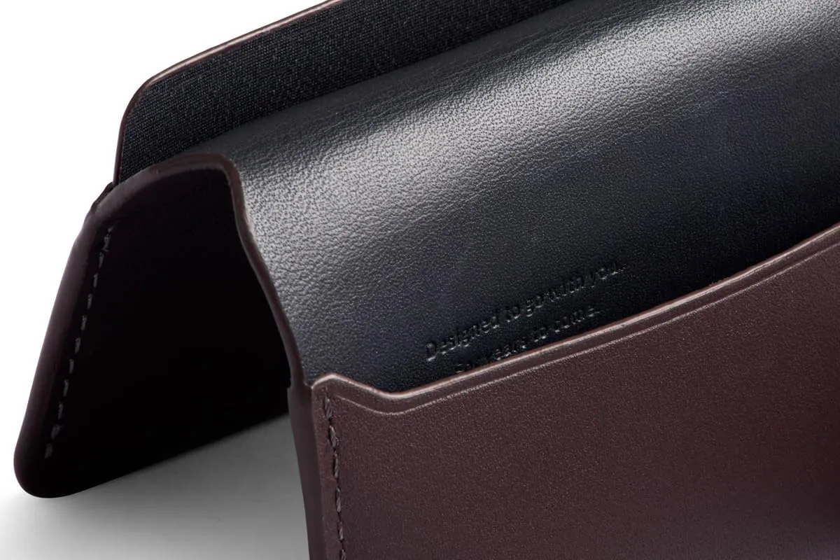 Bellroy Under Cover (slimline leather card wallet/holder with card storage, quick access slot, plus space for folded bills) - DeepPlum
