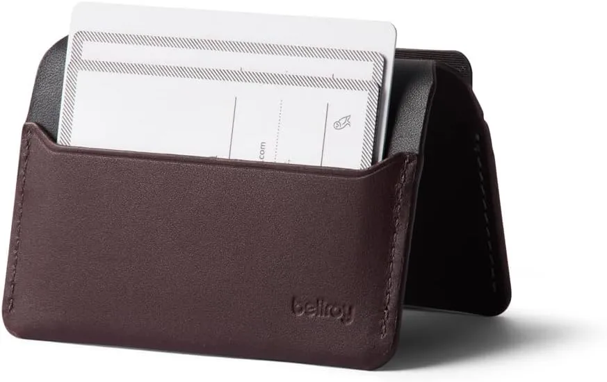 Bellroy Under Cover (slimline leather card wallet/holder with card storage, quick access slot, plus space for folded bills) - DeepPlum