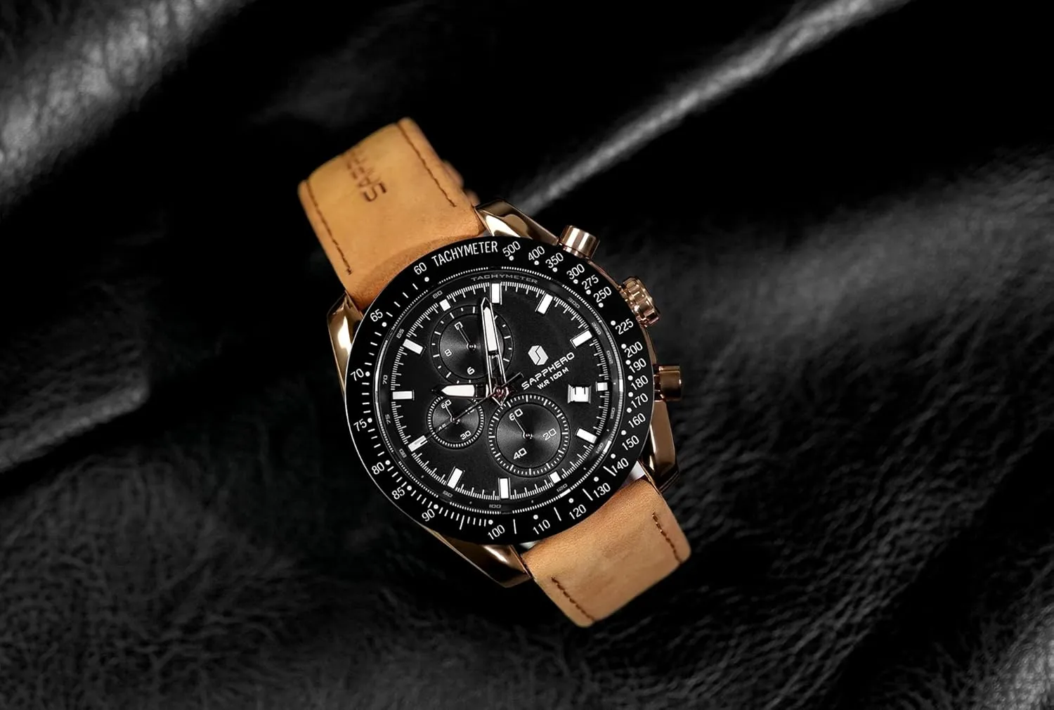 BENYAR Mens Watches Quartz Movement Chronograph Leather Strap Fashion Business Sport Design 30M Waterproof Scratch Resistant Elegant Gifts for Men