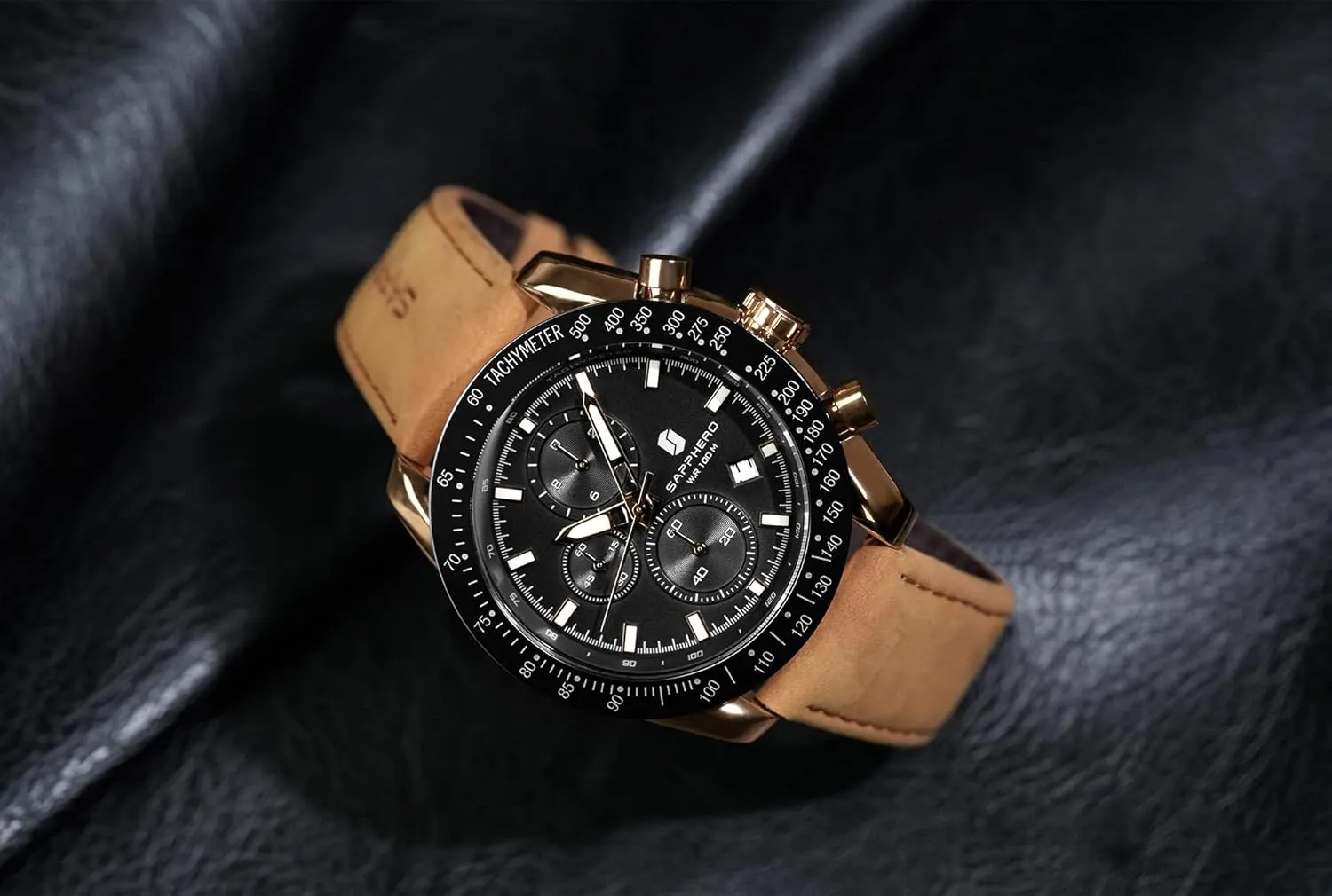 BENYAR Mens Watches Quartz Movement Chronograph Leather Strap Fashion Business Sport Design 30M Waterproof Scratch Resistant Elegant Gifts for Men