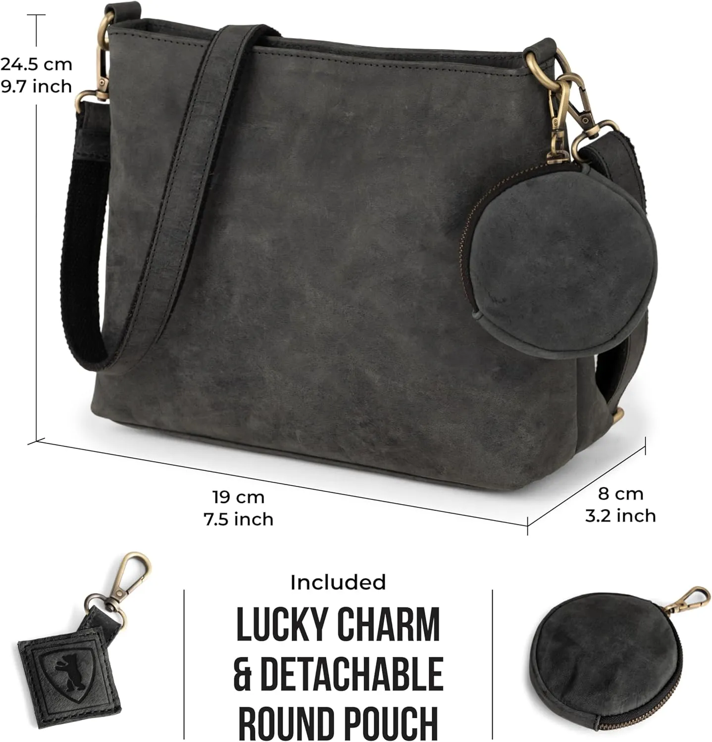 BERLINER BAGS Vintage Genuine Leather Shoulder Bag Marbella, Crossbody Purse for Women, Satchel Bag