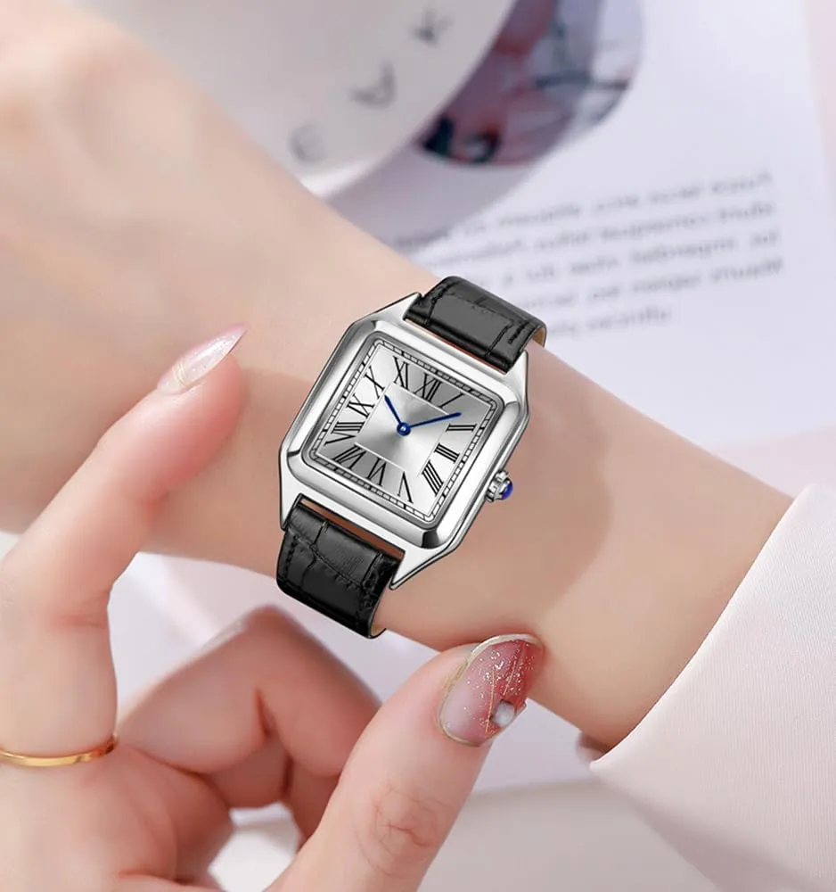 BESTKANG Fashion Retro Square Watches for Women Classic Roman Numeral Analog Quartz Wrist Watch