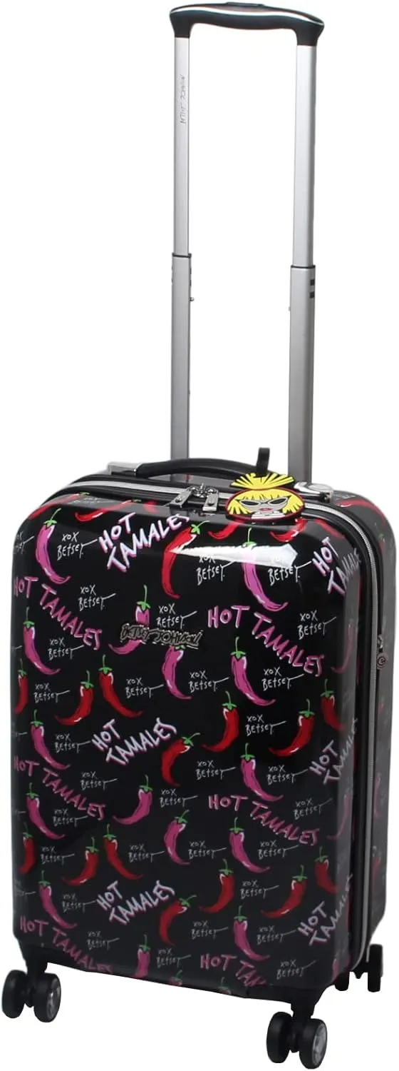 Betsey Johnson Designer 20 Inch Carry On - Expandable (ABS   PC) Hardside Luggage - Lightweight Durable Suitcase With 8-Rolling Spinner Wheels for Women (TAMALE, 20in)