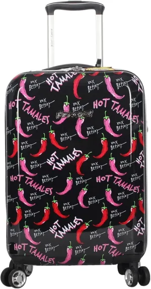 Betsey Johnson Designer 20 Inch Carry On - Expandable (ABS   PC) Hardside Luggage - Lightweight Durable Suitcase With 8-Rolling Spinner Wheels for Women (TAMALE, 20in)