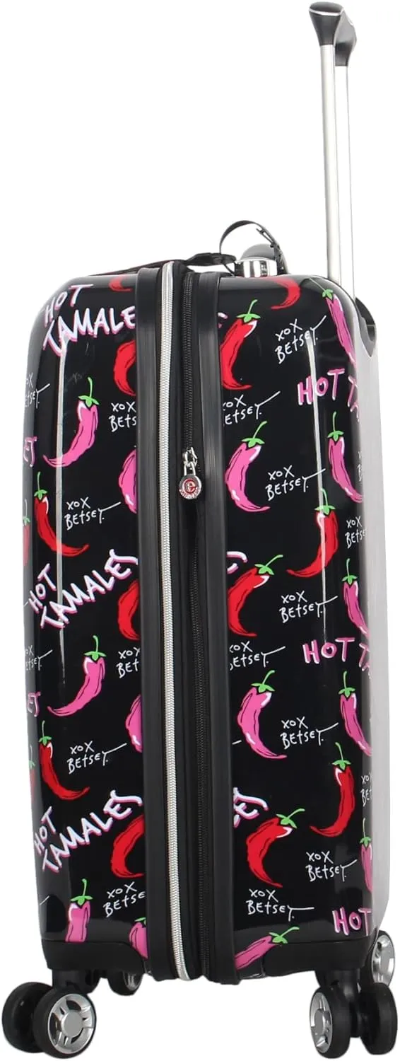 Betsey Johnson Designer 20 Inch Carry On - Expandable (ABS   PC) Hardside Luggage - Lightweight Durable Suitcase With 8-Rolling Spinner Wheels for Women (TAMALE, 20in)