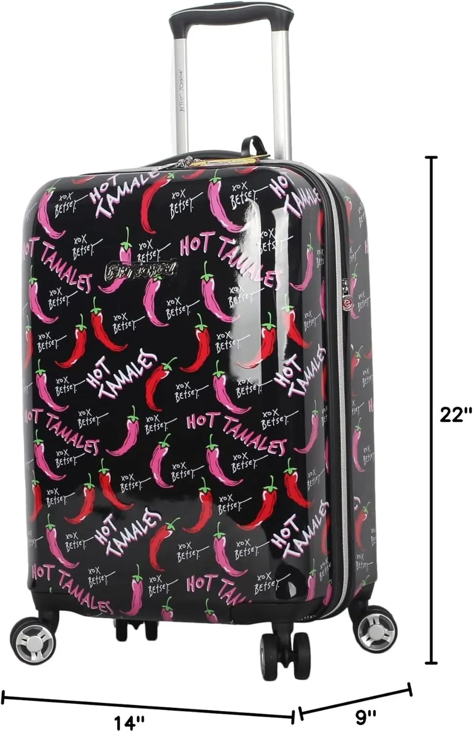 Betsey Johnson Designer 20 Inch Carry On - Expandable (ABS   PC) Hardside Luggage - Lightweight Durable Suitcase With 8-Rolling Spinner Wheels for Women (TAMALE, 20in)