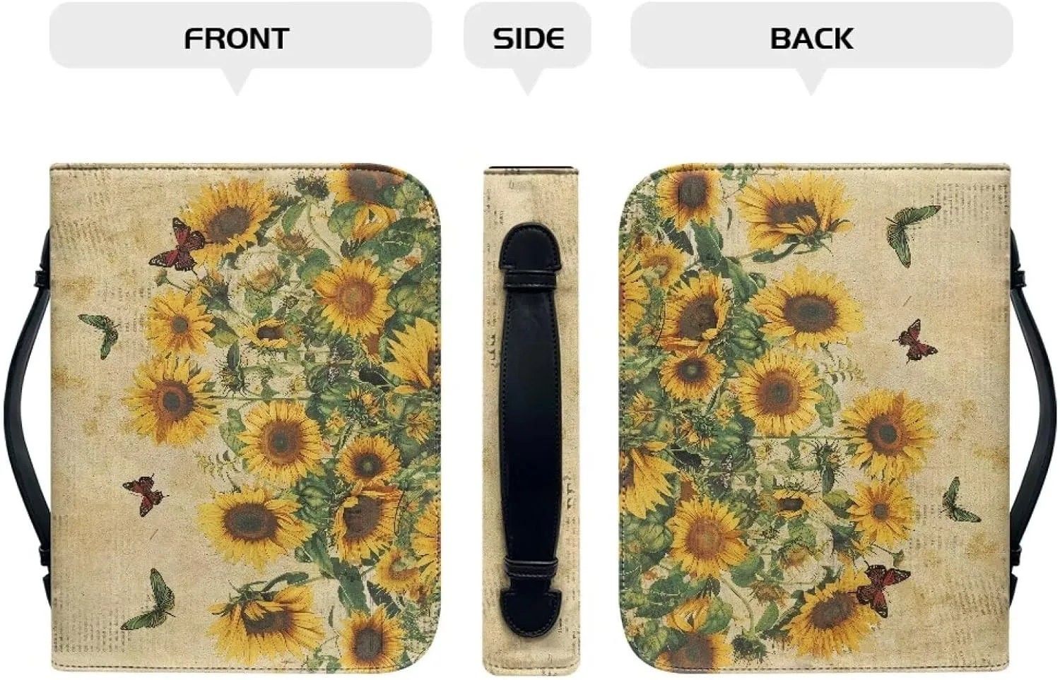 Bible Cover Case, Butterfly Bible Accessories Portable Bible Protector Journal Organizer with Multi Pockets Large Capacity Bible Handy Bag with Pen Slot Design for Church Activities