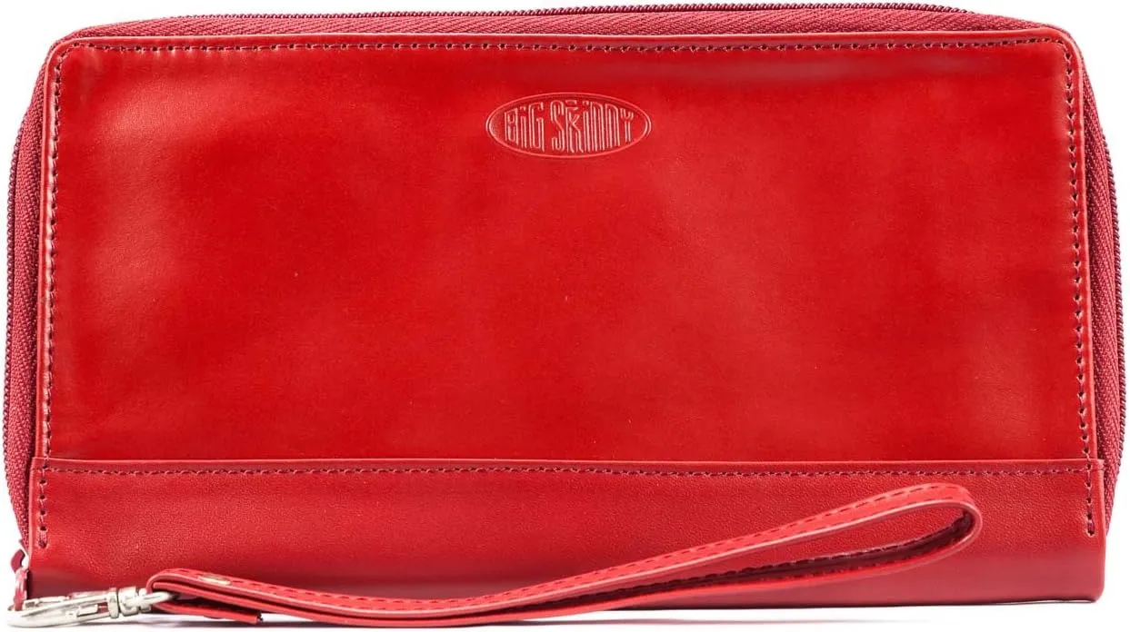Big Skinny Women's Panther Leather Clutch Slim Wallet, Holds Up to 40 Cards