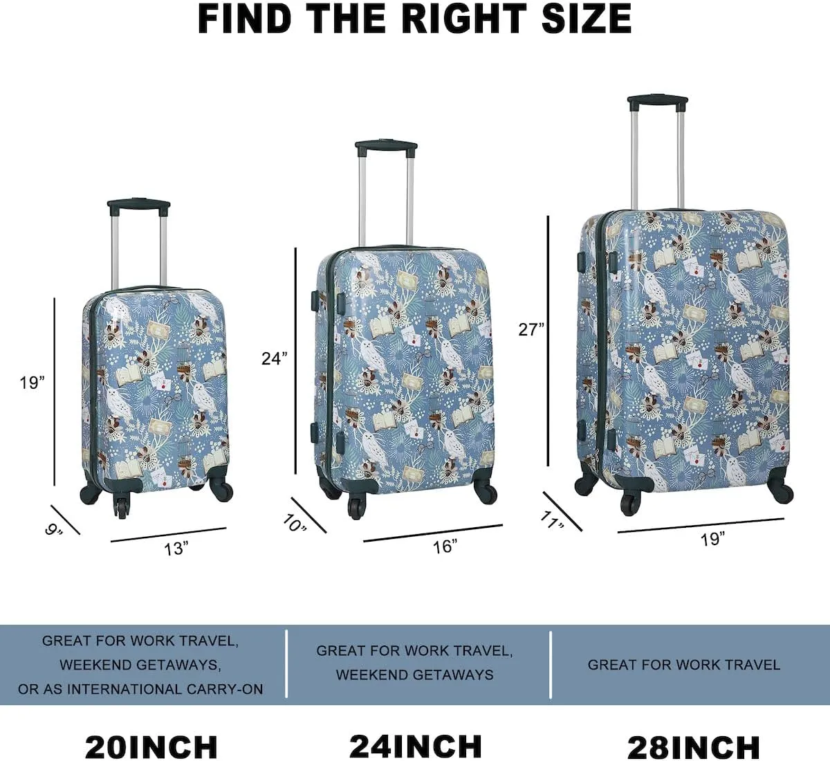 Bioworld Harry Potter 3-Piece 4-Wheel Luggage Set