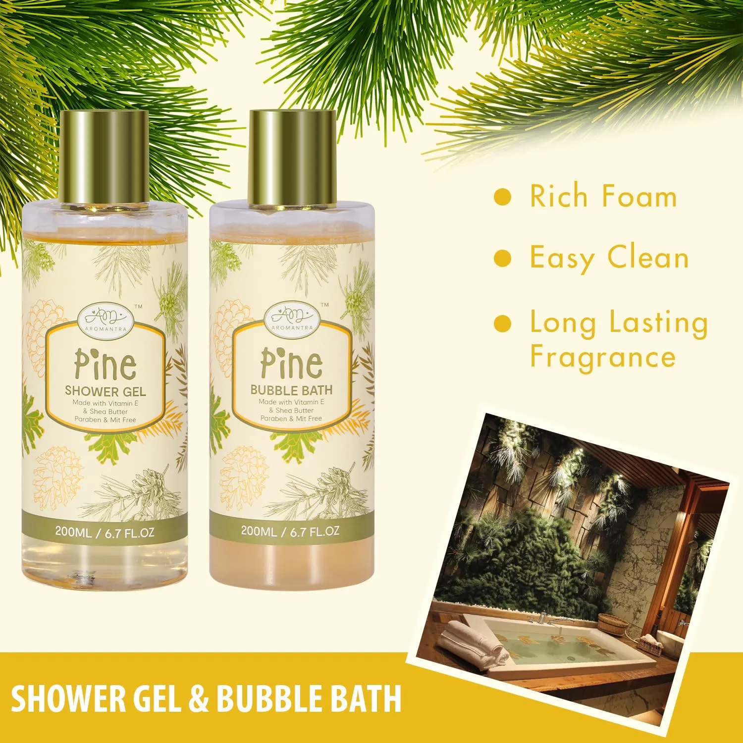 Birthday Gifts for Women, Bath Gift Baskets for Women, Get Well Soon Gifts, Pine Scented Relaxing Spa Care Package w/Bubble Bath, Bath Salt Spa Essential, Christmas, Valentine'S Day, Mothers Day