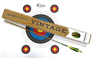 Black Eagle Arrows Vintage Crested Feather Arrows - Green and Yellow - with 4 inch Feathers - .005 Straightness, 500 Spine - 6 Pack - with Target