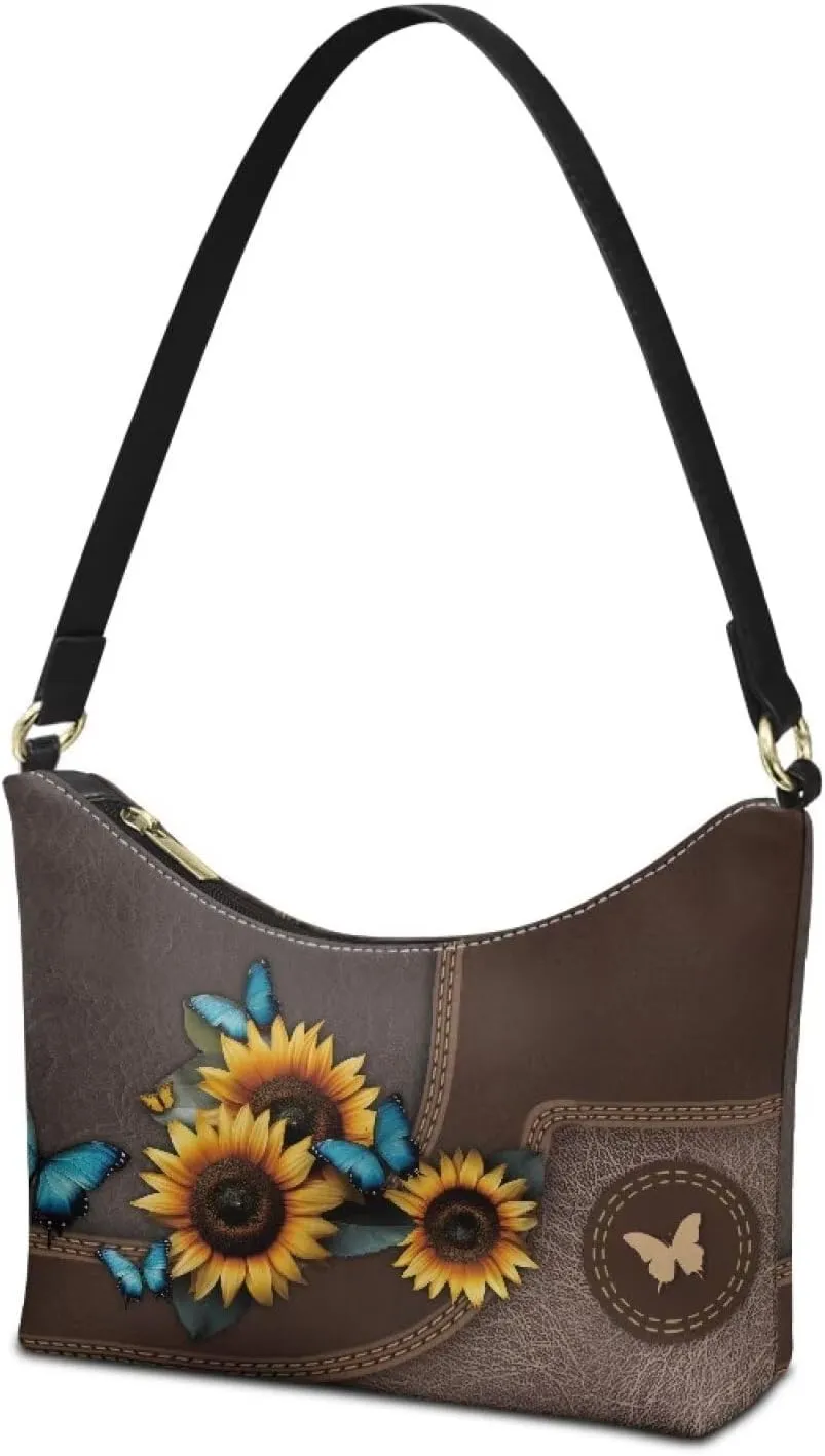 BLeather Underarm Bag for Women Shoulder Handbag with Zipper Fashion Travel Purse