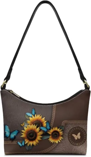 BLeather Underarm Bag for Women Shoulder Handbag with Zipper Fashion Travel Purse