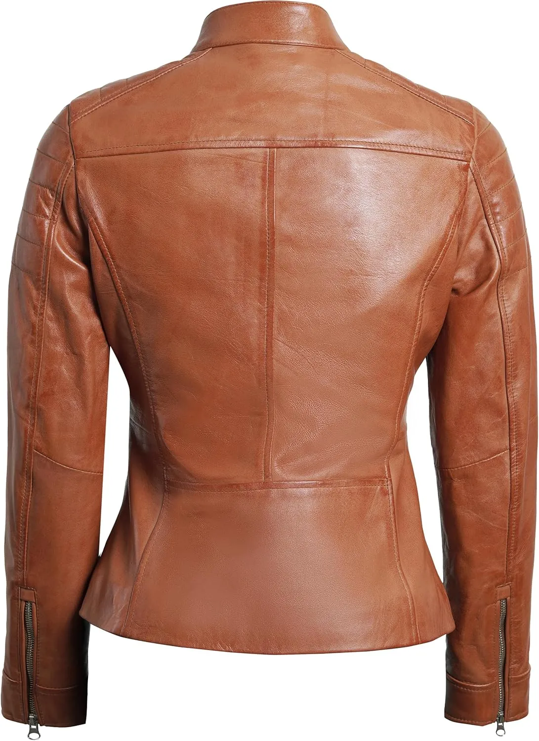 Blingsoul Cafe Racer Leather Jacket Womens - Stylish Real Lambskin Leather Jackets for Women