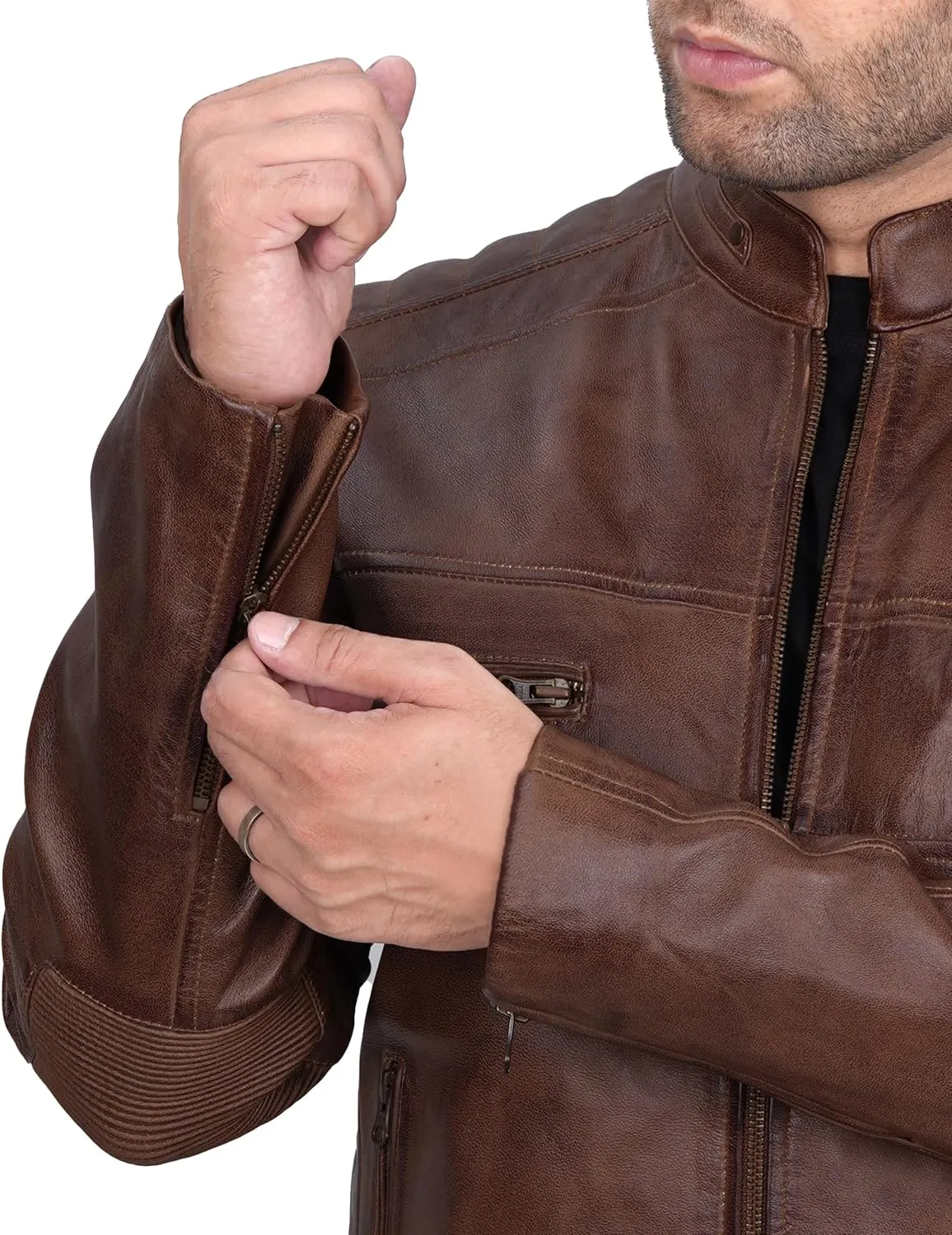 Blingsoul Real Lambskin Men's Leather Jackets - Cafe Racer Style Premium Leather Jacket Men