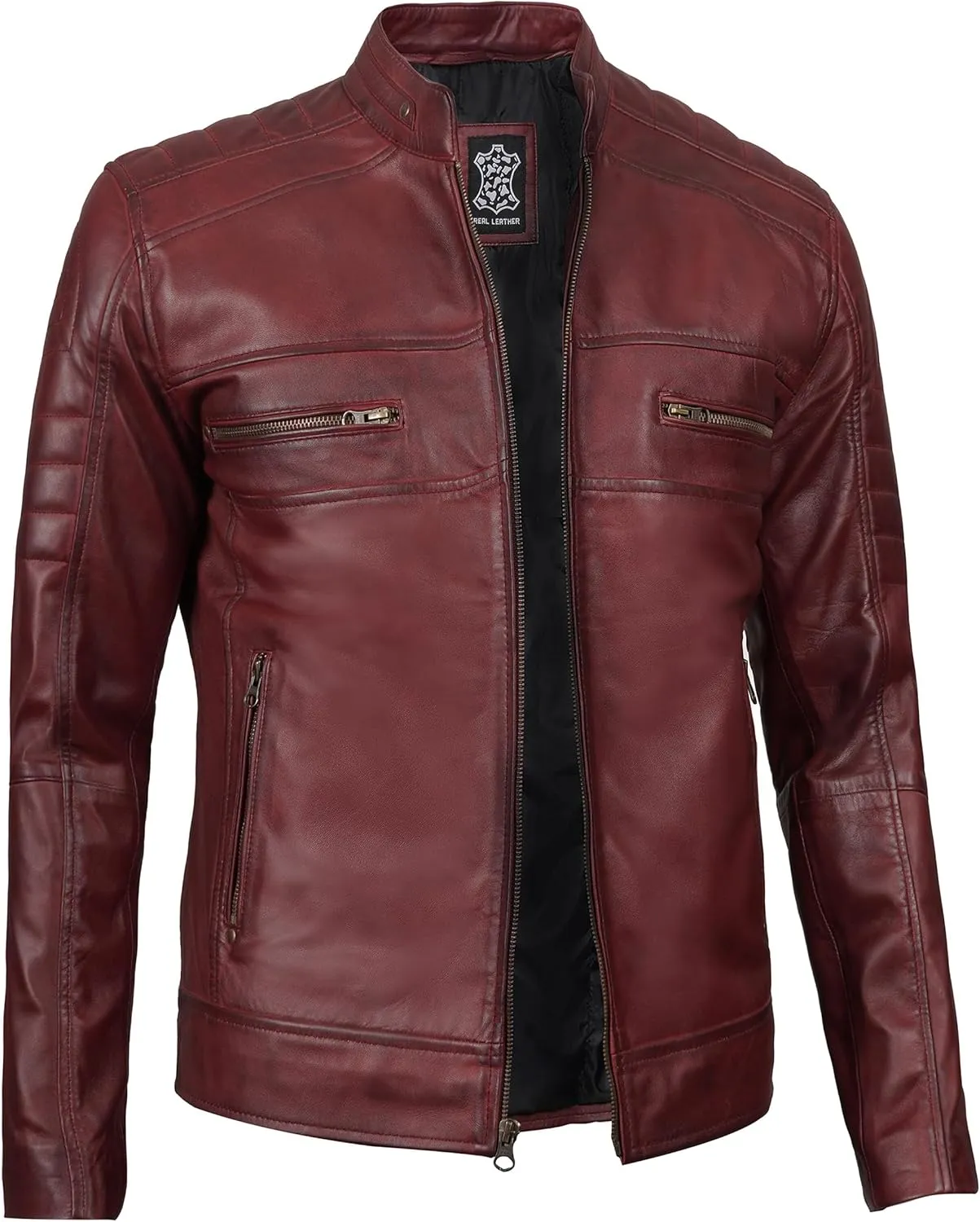 Blingsoul Real Lambskin Men's Leather Jackets - Cafe Racer Style Premium Leather Jacket Men