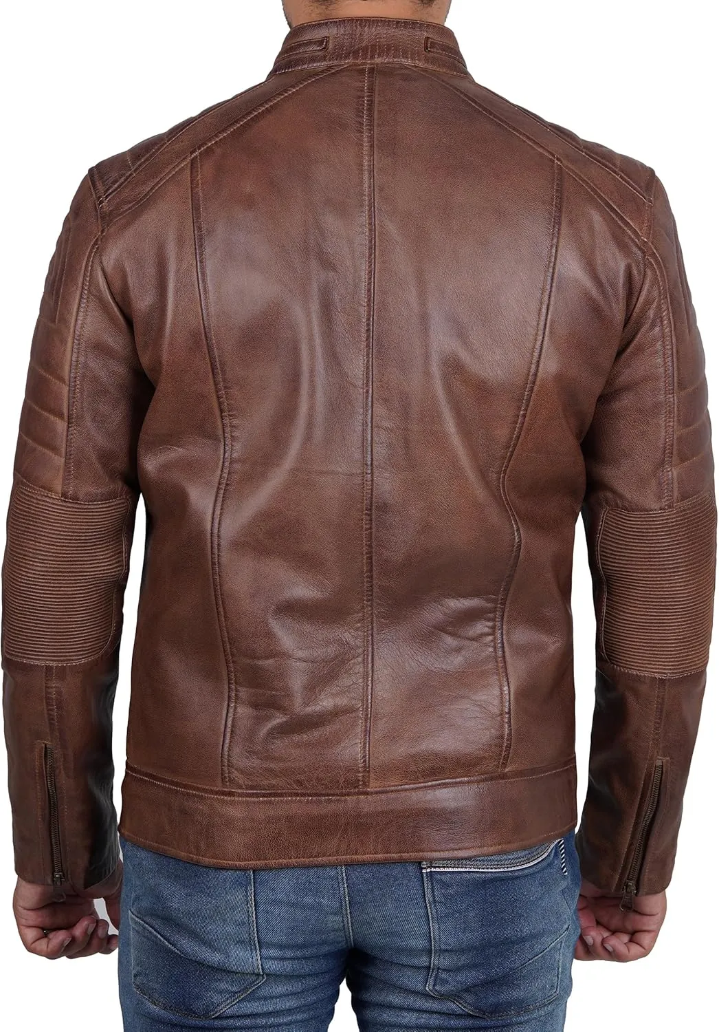 Blingsoul Real Lambskin Men's Leather Jackets - Cafe Racer Style Premium Leather Jacket Men