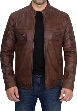 Blingsoul Real Lambskin Men's Leather Jackets - Cafe Racer Style Premium Leather Jacket Men