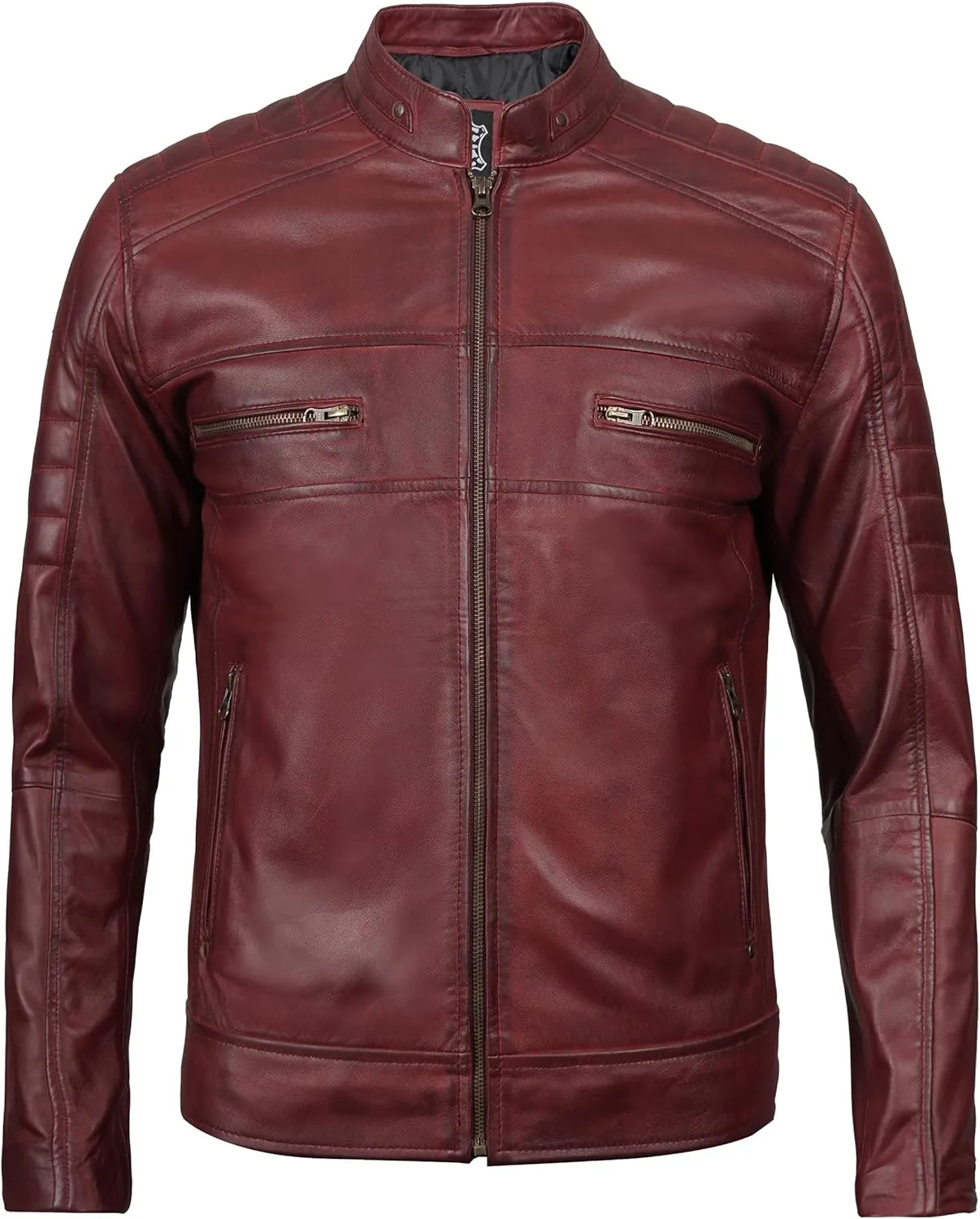 Blingsoul Real Lambskin Men's Leather Jackets - Cafe Racer Style Premium Leather Jacket Men
