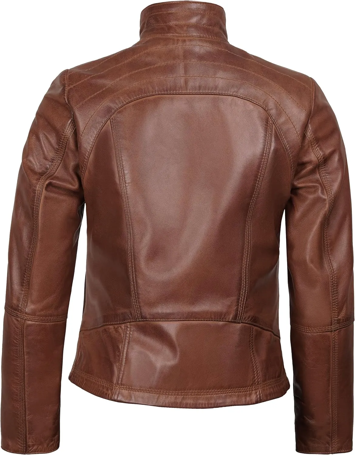 Blingsoul Real Leather Jacket For Women -Women's Cafe Racer Style Leather Jackets