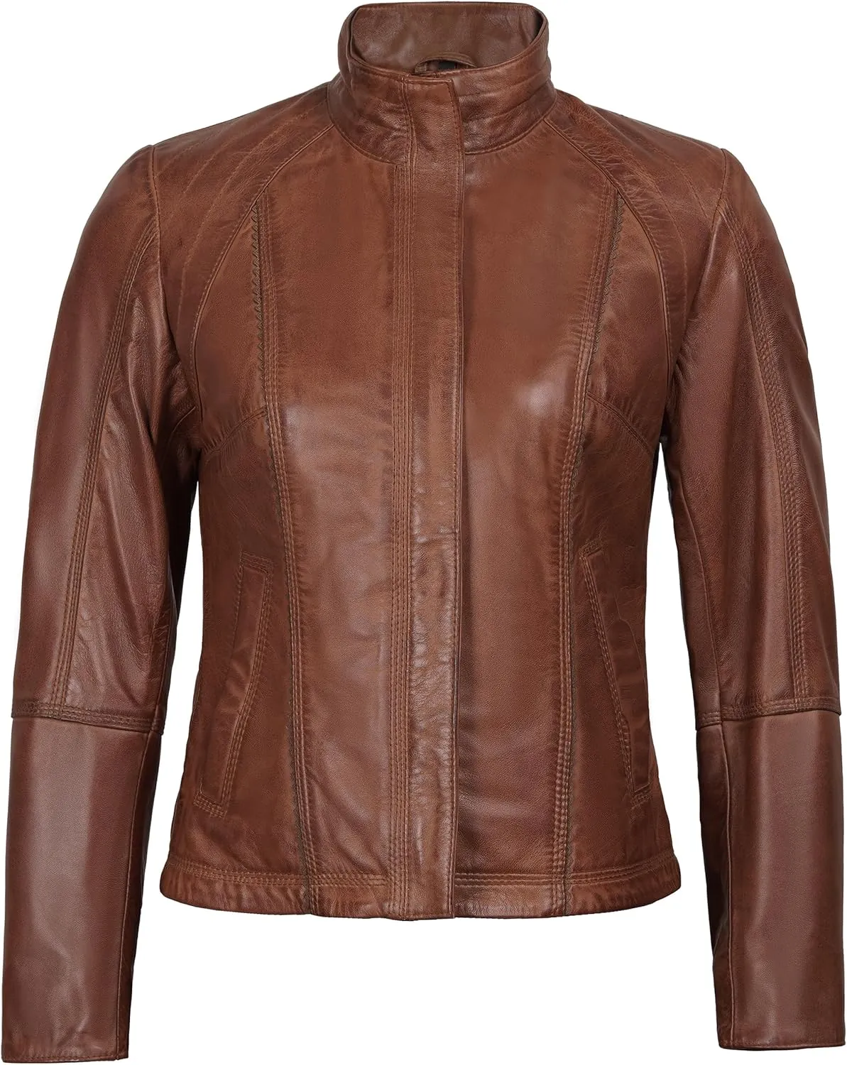 Blingsoul Real Leather Jacket For Women -Women's Cafe Racer Style Leather Jackets