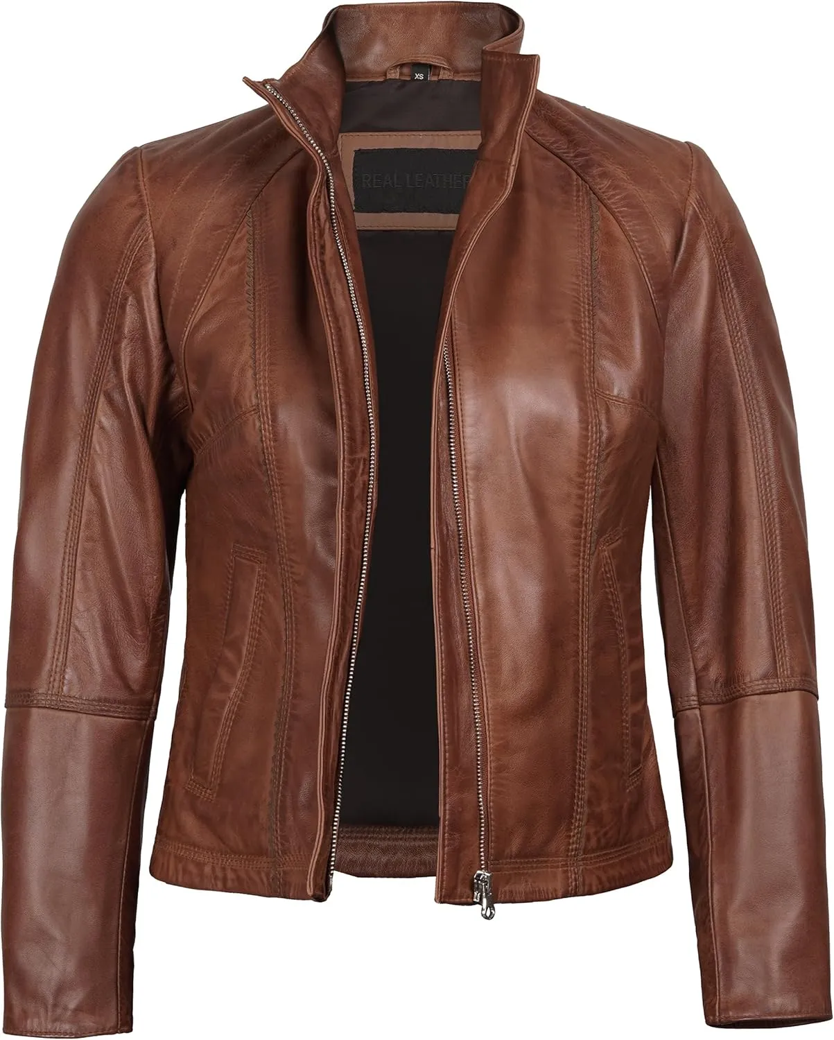 Blingsoul Real Leather Jacket For Women -Women's Cafe Racer Style Leather Jackets