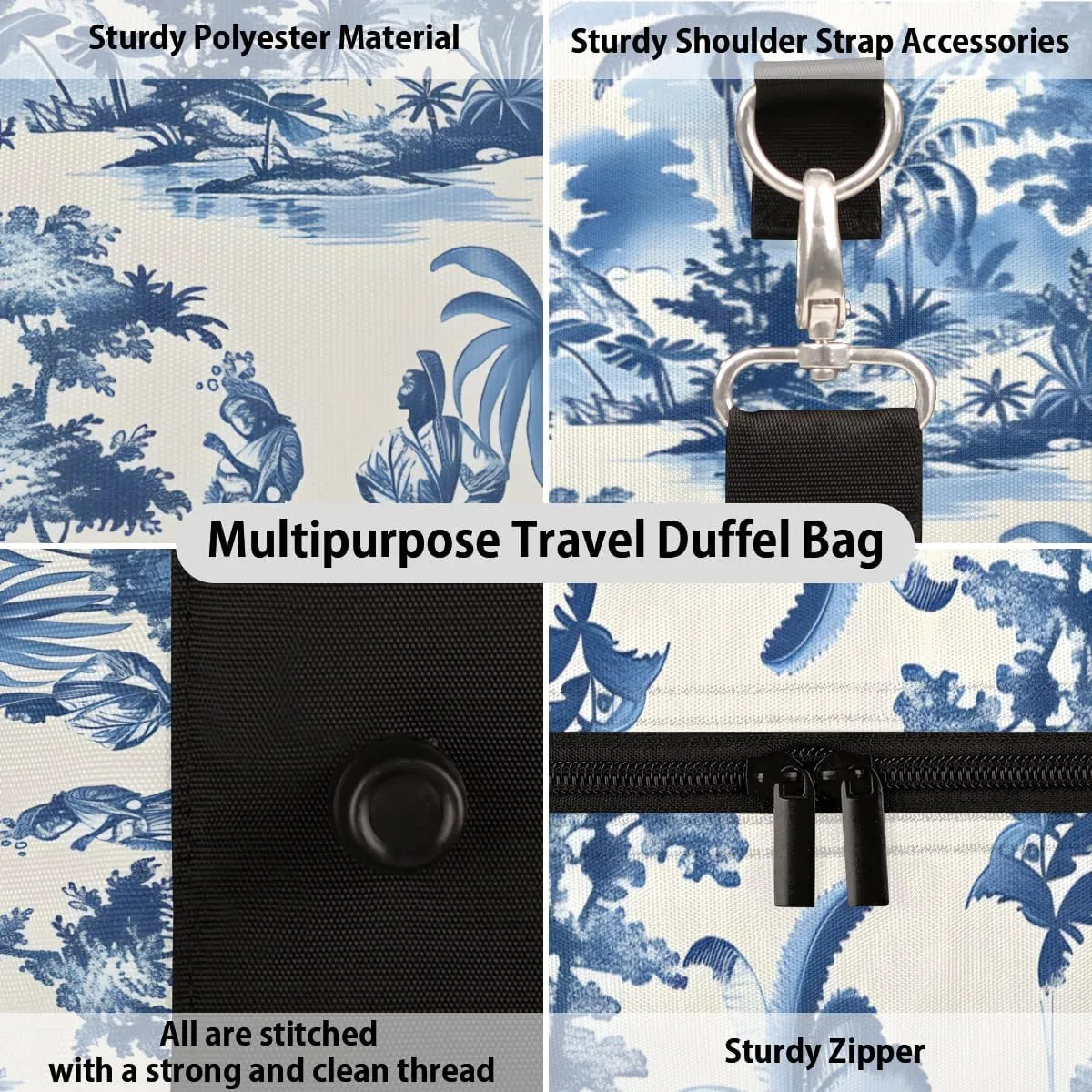 Blue Tree Travel Duffle Bag for Women Men Gym Duffel Foldable Bag Waterproof Weekender Boho Coconut Duffle Tote