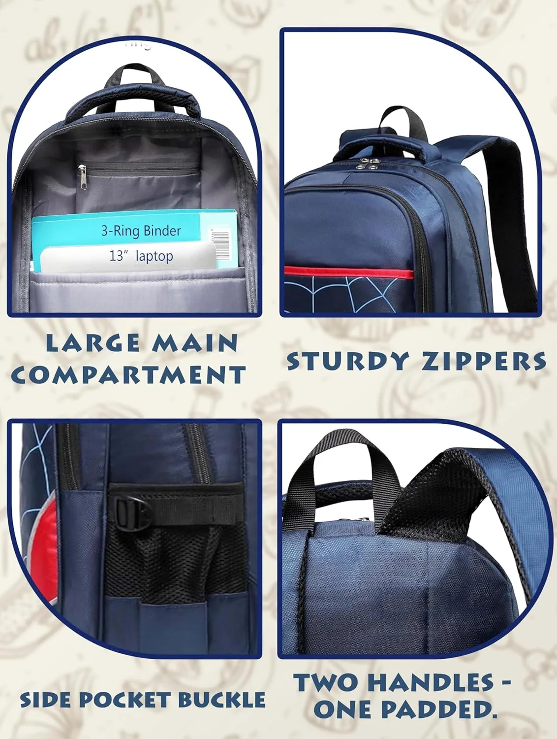 BLUEFAIRY Kids Backpack for Boys Elementary School Bags Kindergarten Primary School Bags Bookbags Back to School Book Bags Gifts Large Campartments Mochilas para Niños 17" Royal Blue