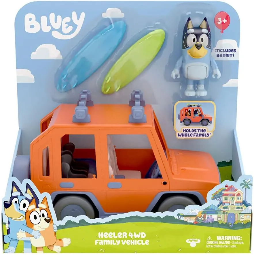 Bluey, 4WD Family Vehicle, with 1 Figure and 2 Surfboards | Customizable Car - Adventure Time | for Ages 3 , Multicolor, 13018