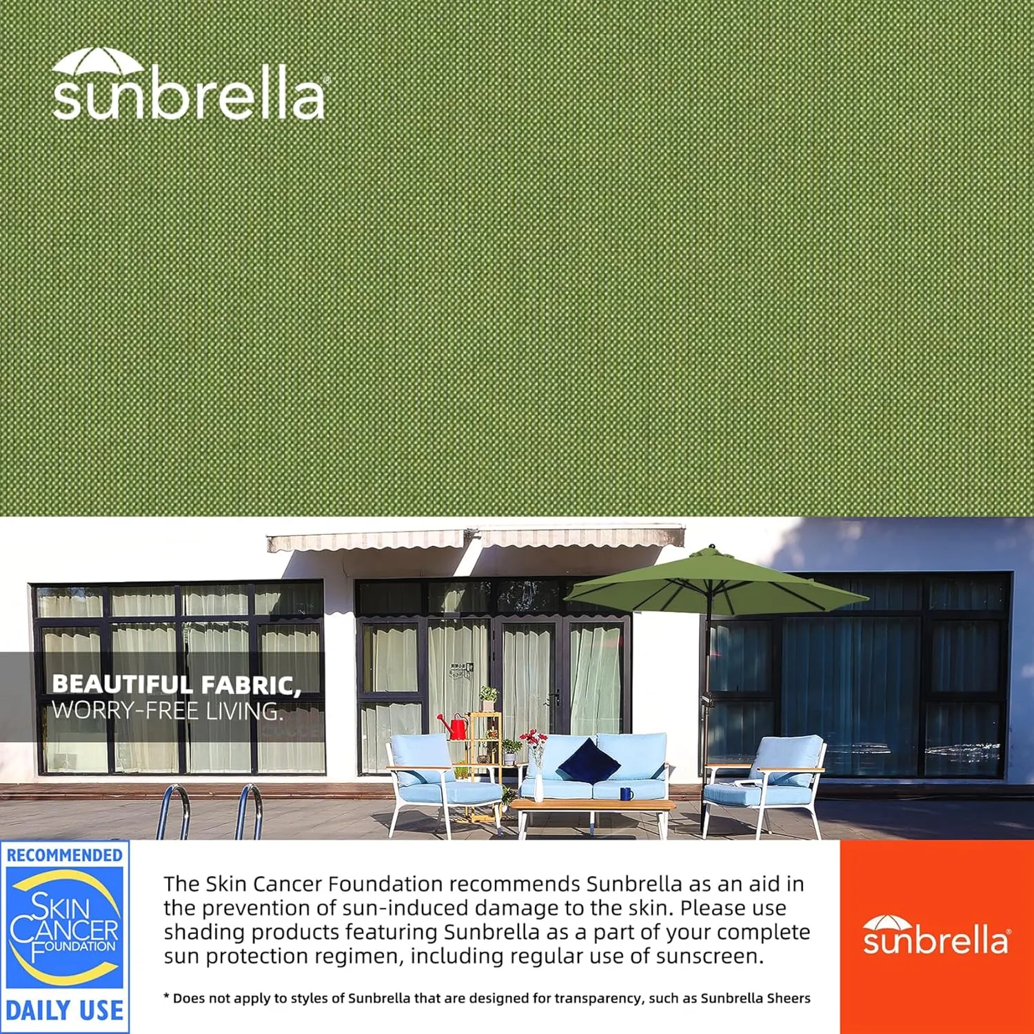 BLUU 3 Tiers Sunbrella Umbrella Market Table Sun Umbrella Aluminum Patio Umbrella with Cover