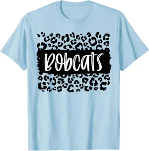 Bobcats Team Mascot School Spirit Game Night Leopard Print T-Shirt