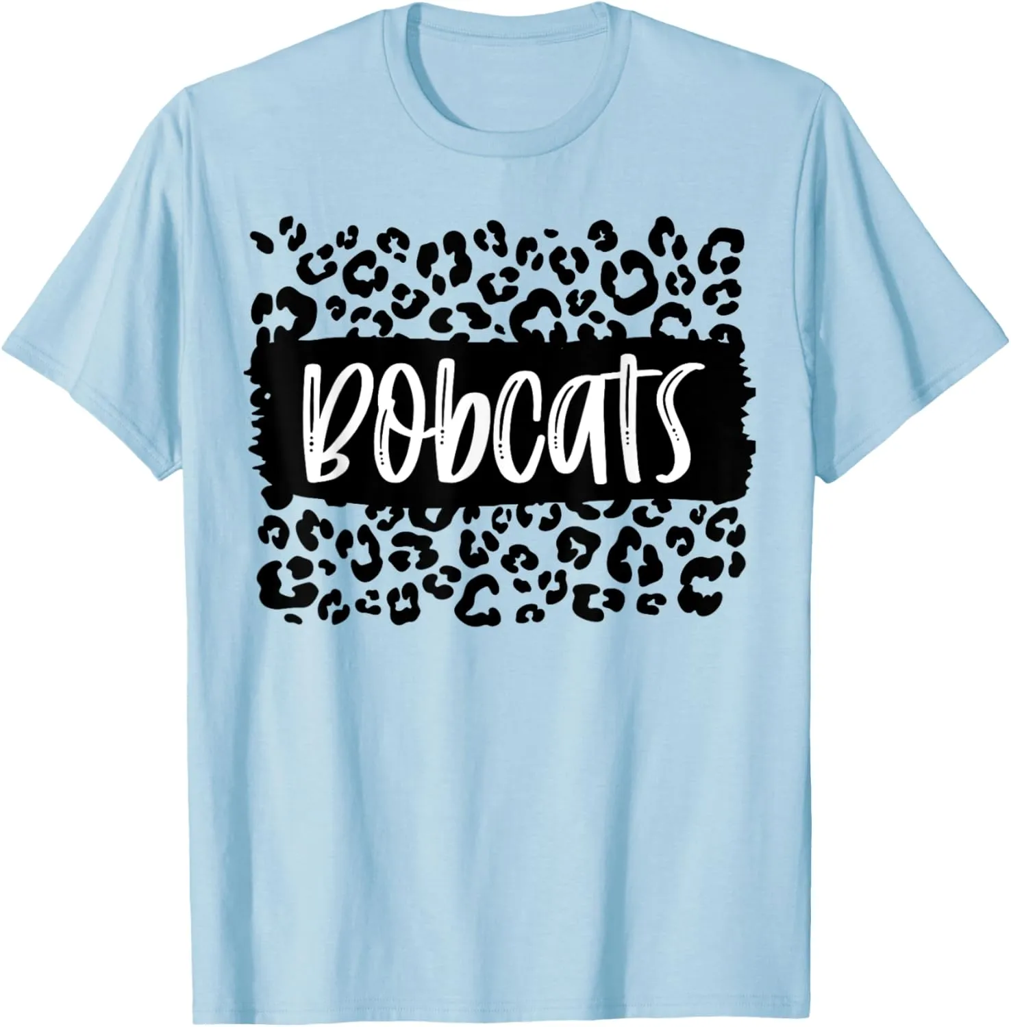 Bobcats Team Mascot School Spirit Game Night Leopard Print T-Shirt