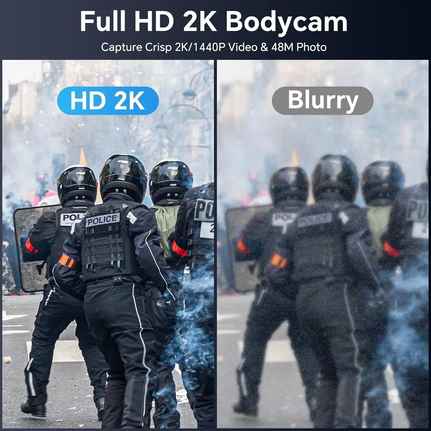 BOBLOV M5 Body Camera, 2K Police Body Cam for Law Enforcement, 4200mAh for 12 Hours Body Cameras with Audio and Video Recording, Mini Body Camera IP67 Waterproof 2M Anti-Drop (64GB-NOGPS Style)