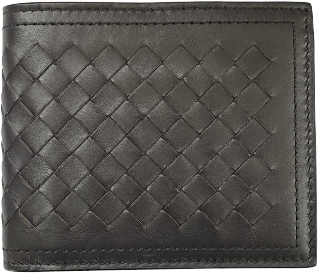 Bottega Veneta Dark Brown Intrecciato Bi-Fold Wallet With Coin Purse