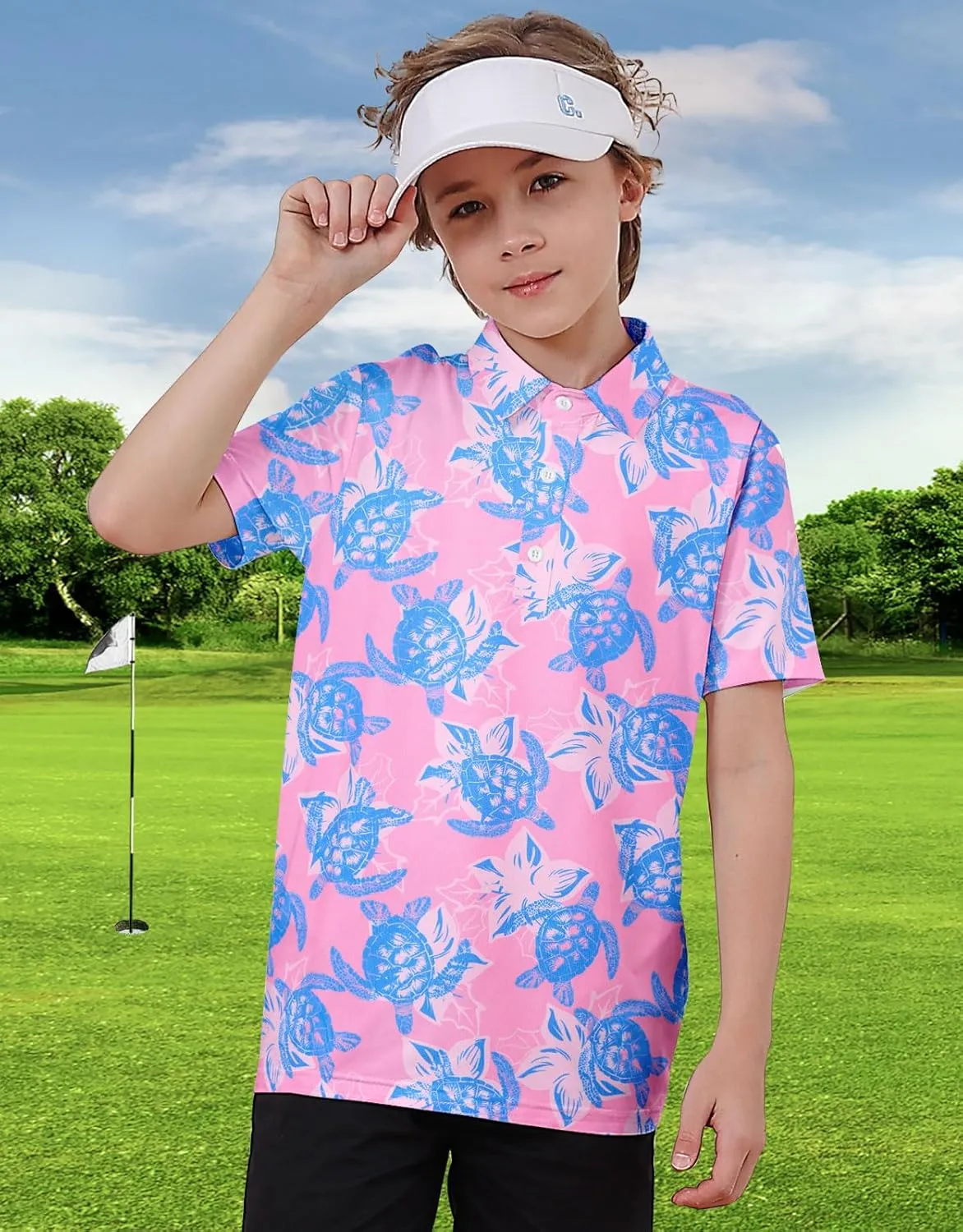 Boy's Short Sleeve Fashion Polo Shirt Kids Cool School Uniform Active Golf Shirts 5-14T