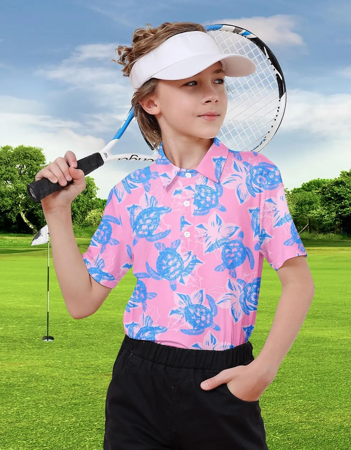 Boy's Short Sleeve Fashion Polo Shirt Kids Cool School Uniform Active Golf Shirts 5-14T